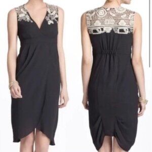 Anthropologie Meadow Rue black tulip skirt embroidered lace top mini dress 4
